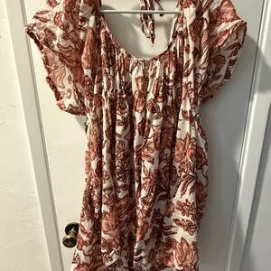 Free People Floral Blouse in Pink and Cream